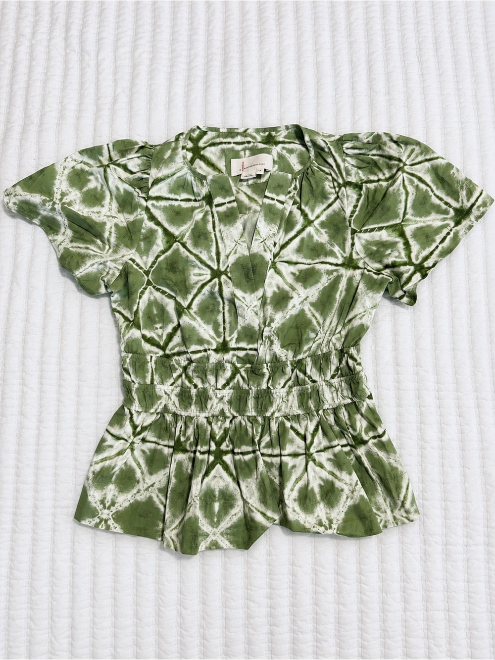 Anthropologie Somerset Green Tie Dye Peplum Top XS